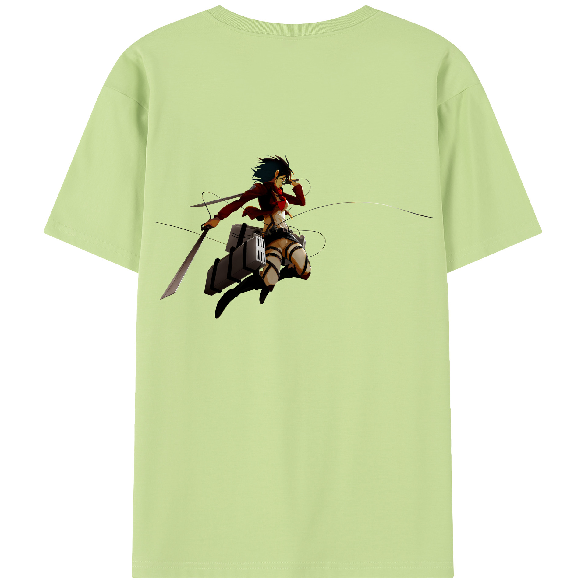 （画像用） 進撃の巨人 ミカサ·アッカーマン Attack on Titan Mikasa Ackerman 綿100％半袖Tシャツ（背面プリント）